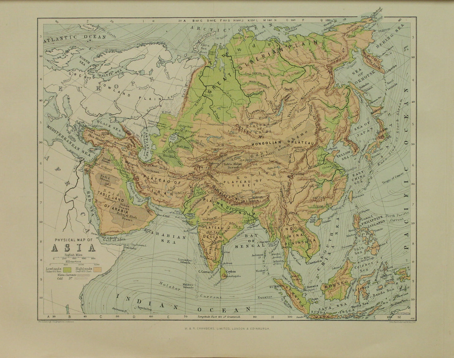 Map, Asia, The Edinburgh Geographical Institute, John Bartholomew and Sons Ltd,  W & R Chambers,
