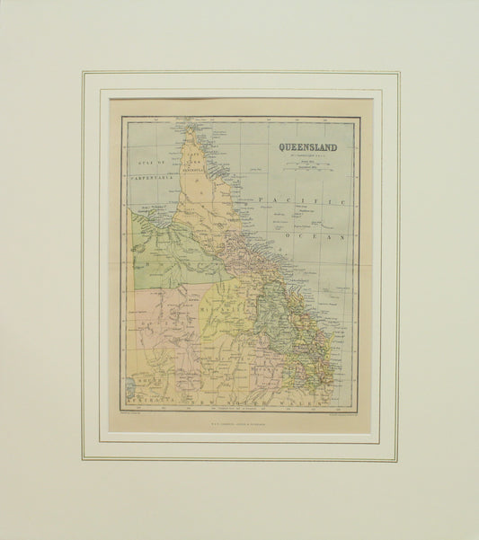 Map, Queensland, Australia, W & R Chambers, London and Edinburgh. c1880