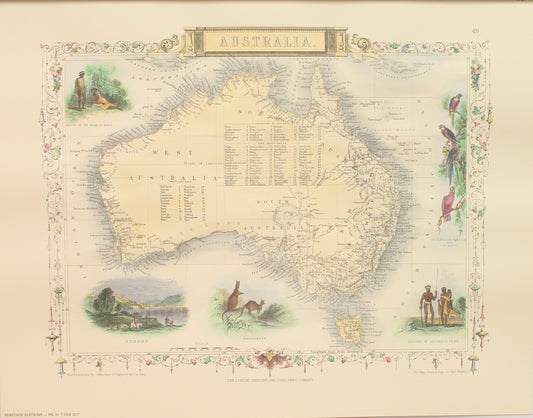 Map, Tallis John, Australia,  This Map is a very attractive Reproduction
