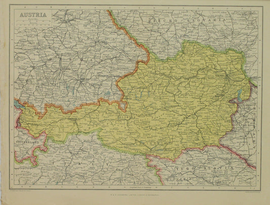 Map, Austria, The Edinburgh Geographical Institute, John Bartholomew and Sons Ltd,  W & R Chambers,