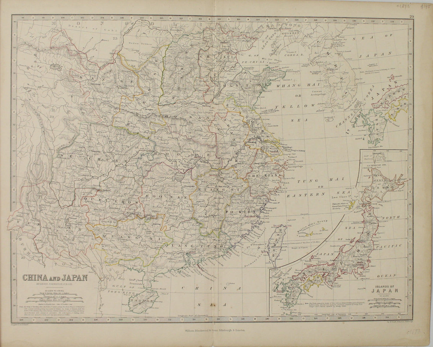 Map, William Blackwood and Sons, China and Japan, #29, c1873