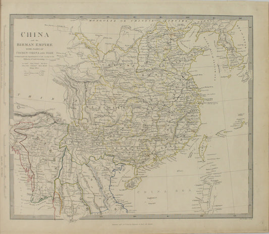 Map, China, Birman Empire, Society for the Diffusion of Useful Knowledge, Chapman and Hall, c1839
