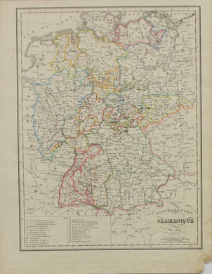 Map, Lapie, Pierre and Alexandre, Confederation Germanique, c1829
