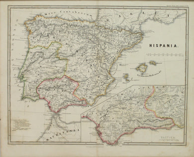 Map, Hispania, Spruner Carl von, Menke's Atlas Antiquus 1865