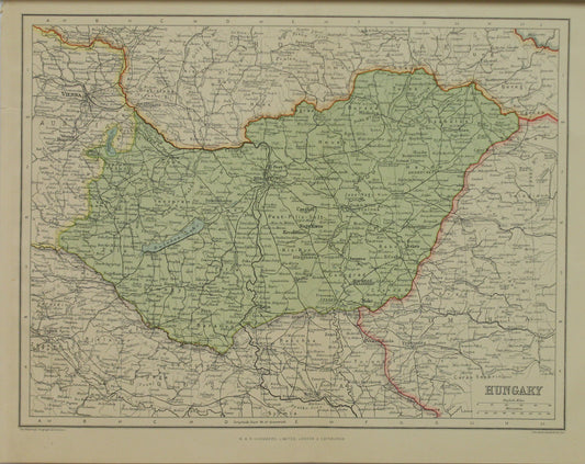 Map, Hungary, The Edinburgh Geographical Institute, John Bartholomew and Sons Ltd,  W & R Chambers,