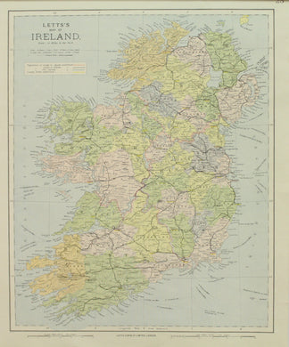 Map, Ireland, Letts Popular Atlas, 1886