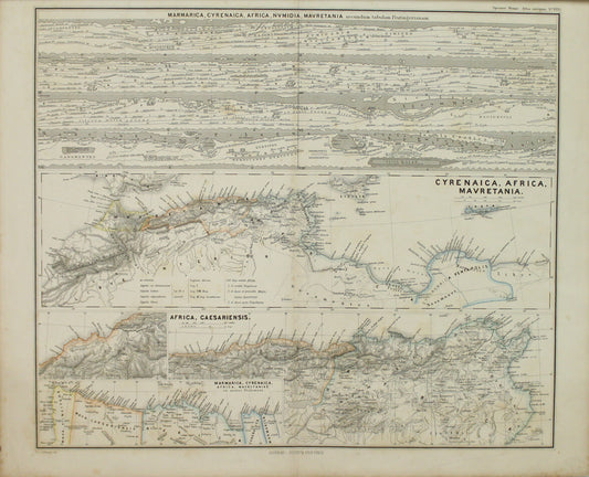 Map, Marmarica, Cyrenaica, Africa, Mavretania, Numidia,  Spruner Carl von, Menke's Atlas Antiquus 1865