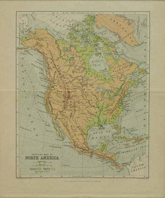 Map, North America, Back, The Edinburgh Geographical Institute, John Bartholomew and Sons Ltd,  W & R Chambers,