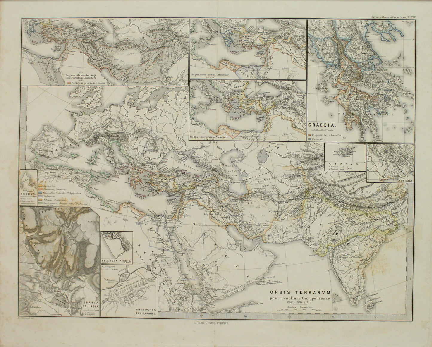 Map, Orbis Terrarum, Graecia, Cyprus, Spruner Carl von, Menke's Atlas Antiquus 1865