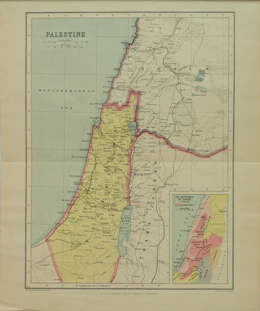 Map, Palestine, The Edinburgh Geographical Institute, John Bartholomew and Sons Ltd,  W & R Chambers,