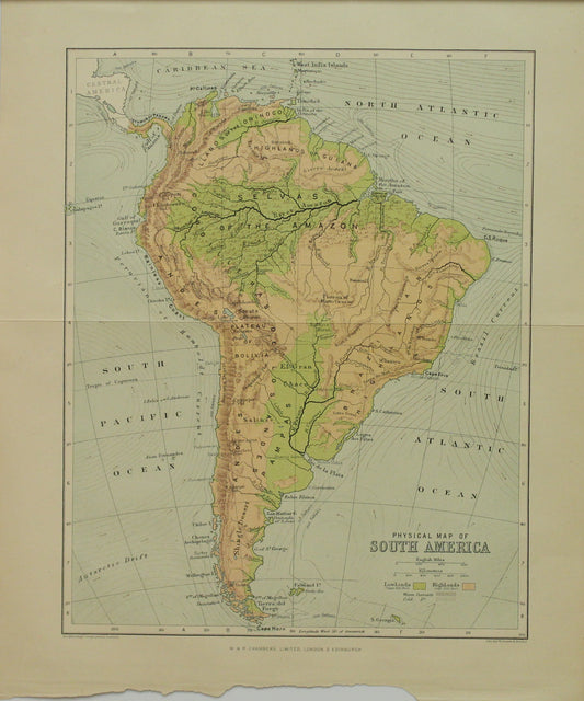Map, South America, Front, The Edinburgh Geographical Institute, John Bartholomew and Sons Ltd,  W & R Chambers,