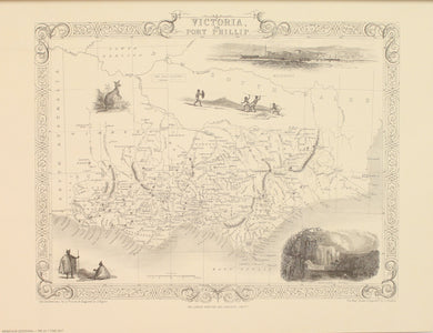 Map, Tallis John, Victoria and Port Phillip c1851 Reproduction uncoloured