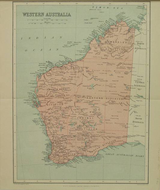 Map, Western Australia, The Edinburgh Geographical Institute, John Bartholomew and Sons Ltd,  W & R Chambers,