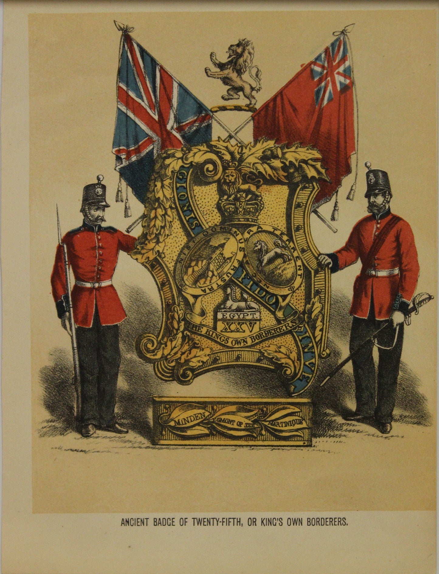 Military, British, Ancient Badge of the Twenty-Fifth or Kings Own Borderer, c1890,