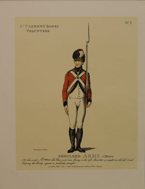 Military, Rowlandson Thomas, St Clement Danes Volunteer, Shoulder Arms, #7, c1798, Reproduction