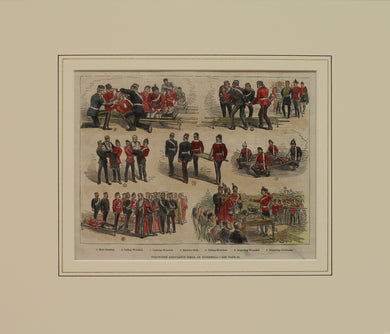 Military, British Volunteer Corps,  Volunteer Ambulance Drill at the Guild Hall, 1882