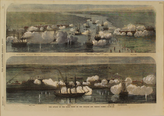 Military, The Attack on the Peiho Ports by the English and French Fleets, Site of the Second Opium War, Ships, "Nimrod" and "Avalanche"  in 1860