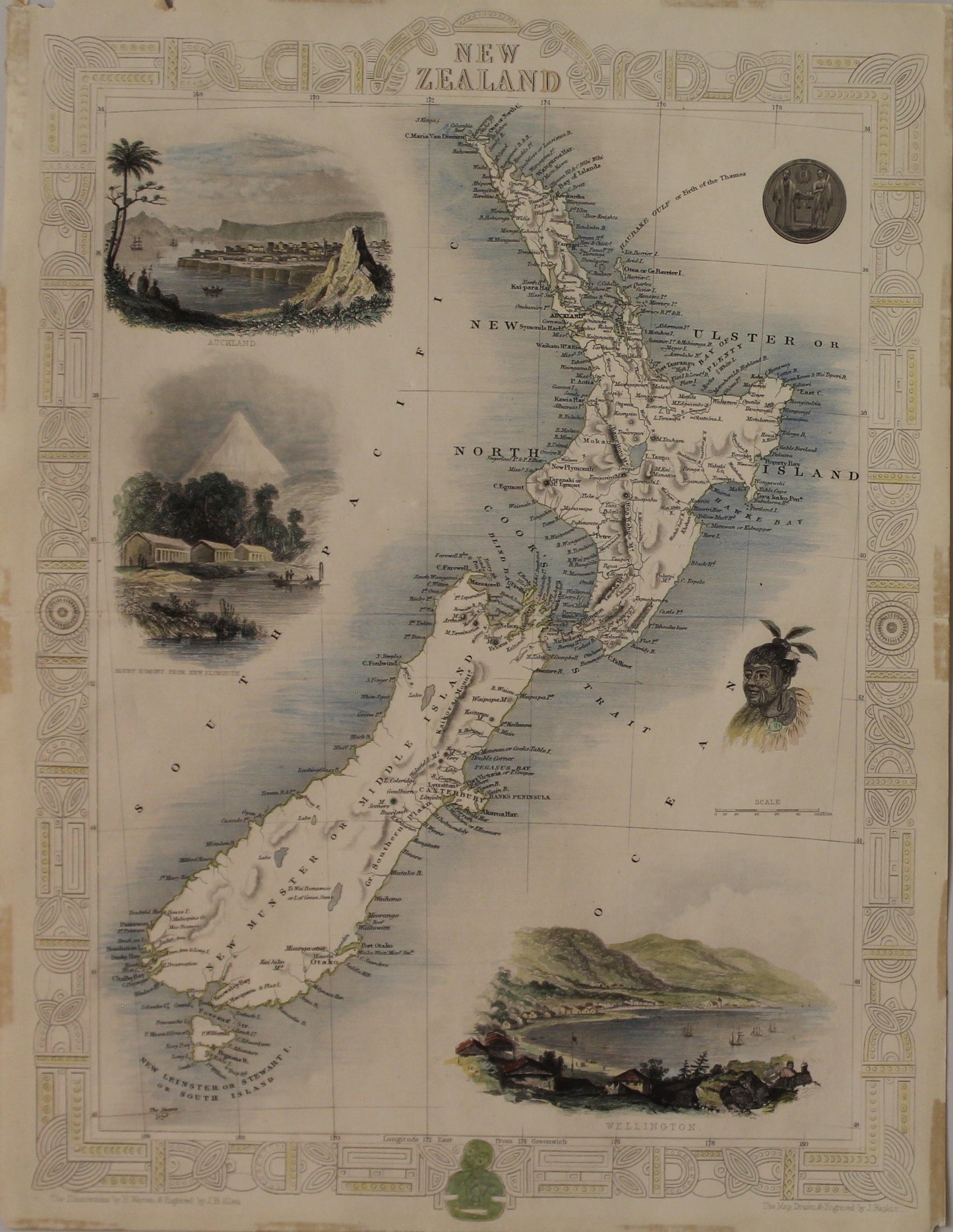 Map, Tallis John, New Zealand, c1851, Original