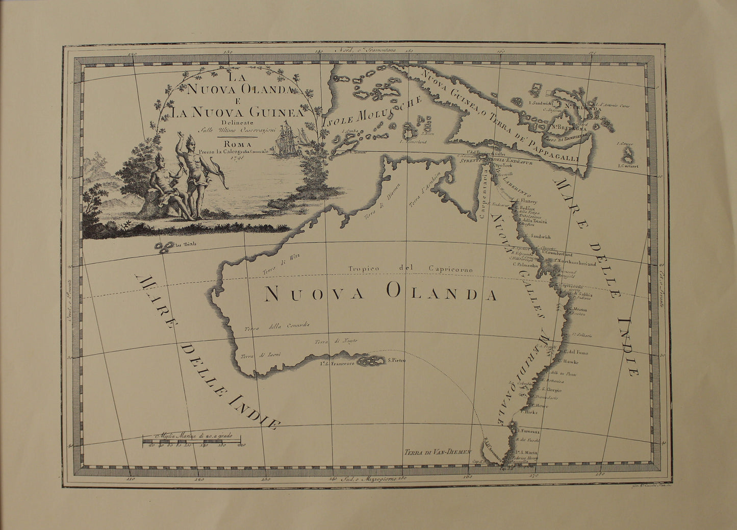 Map, Australia, Cassini, c1801, With Cook's Discoveries,  Reproduction uncoloured