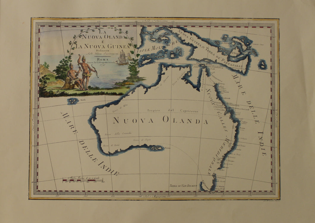 Map, Australia, Cassini, c1801, With Cook's Discoveries, Hand Coloured Reproduction #1