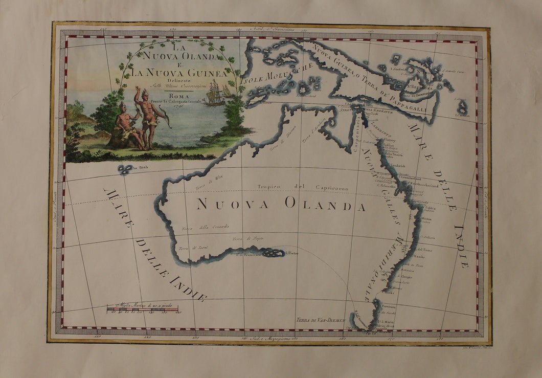 Map, Australia, Cassini, c1801, With Cook's Discoveries, Hand Coloured Reproduction #2