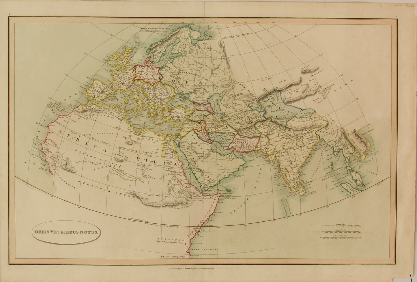 Map, Orbis Vereribus Notus, C Smith Publisher and Mapseller, 1836,