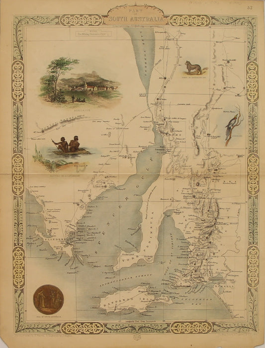 Map, Tallis John, Part of South Australia,  c1851, Original