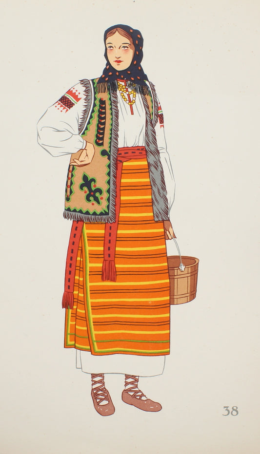 Costume, Polish National, Lepage-Medvey, Hutzul Peasant Woman, South Poland, #38, 1939