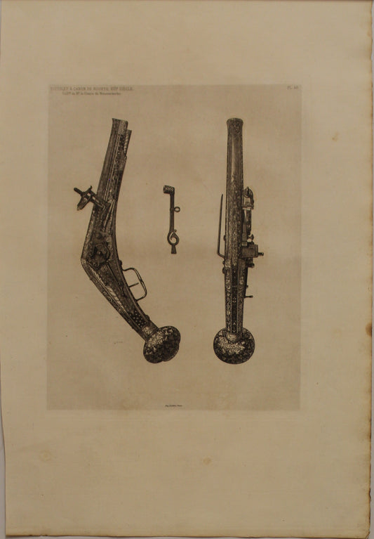 Decorator, Weapons, Les Collections, Celebres, D'Oeuvres D'Art, Pistolet A Canon de Rouets, XVI Siecle, From the Collection M le Comte de Niewerkerke, Plate 46, 1864
