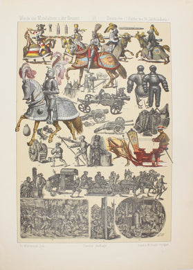 Military, French Military of the Middle Ages and Modern Times, First Half of the 16th Century, Hottenroth, Plate 51, c1886,