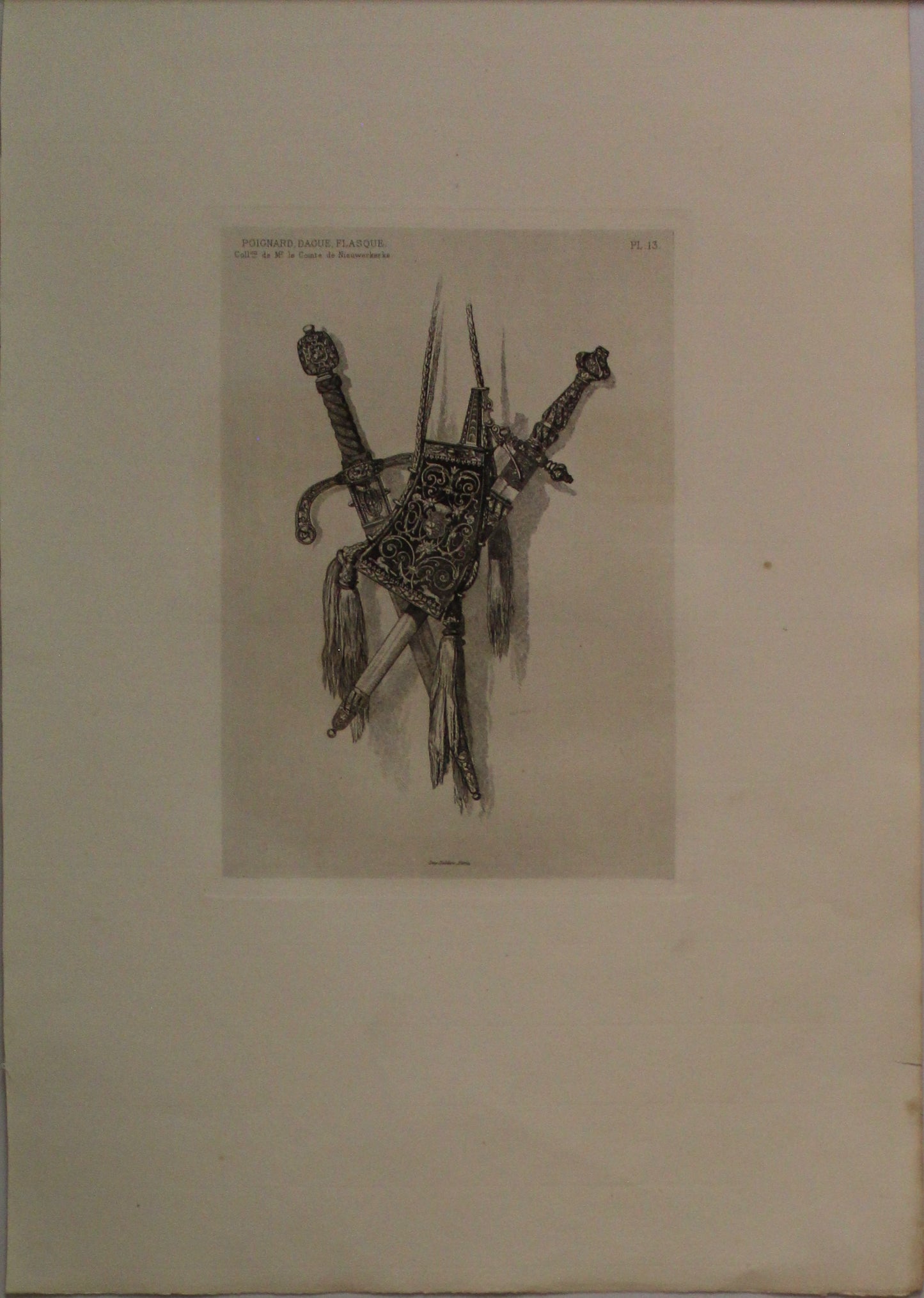 Decorator, Weapons, Les Collections, Celebres, D'Oeuvres D'Art, Poignard, Dague, Flasque, From the Collection M le Comte de Niewerkerke, Plate 13, 1864