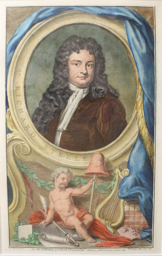 Portrait - Houbraken Jacobus- Sir Richard Steel - 1747