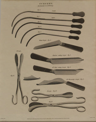 Professions, Anatomy, Surgery, Instruments for Lithotomy, c1812,