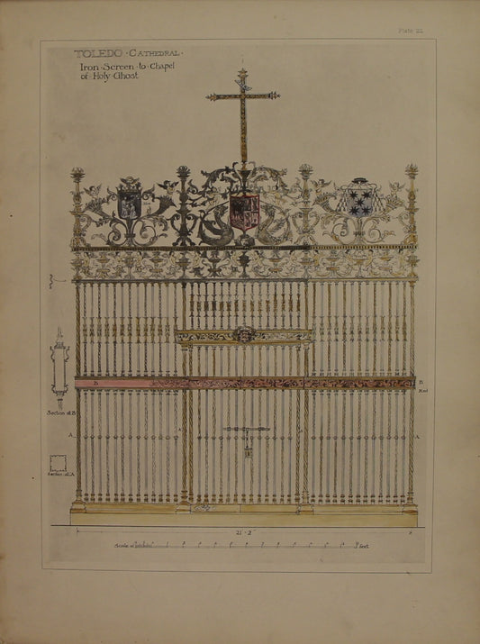Architecture, Spanish Renaissance, Plate 22, Toledo, The Cathedral, Iron Screen to the Chapel of the Holy Ghost,