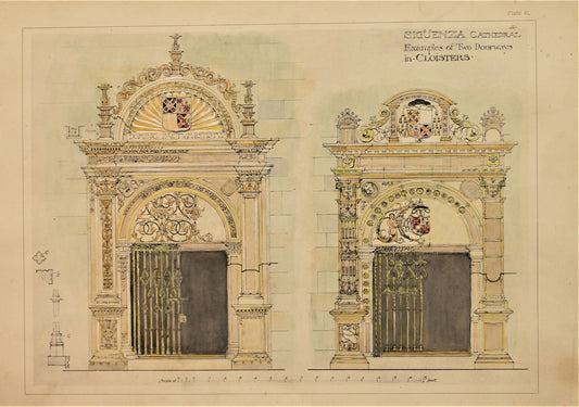 Architecture, Spanish Renaissance, Plate 41, Siguenza, Example of 2 Doorways in the Cloisters, Siguenza Cathedral,