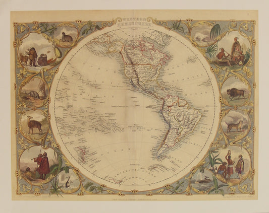 Map, Tallis John, Western Hemisphere, c1851, Original